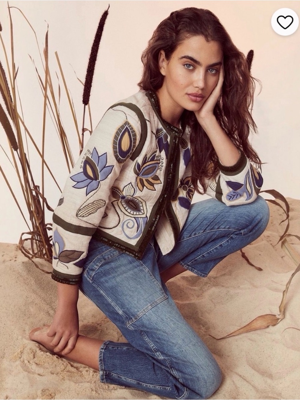 Veronica Beard Cream and Olive Embroidered Jacket